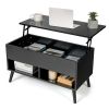 Lift-Top Coffee Table Sofa Laptop Desk in Black Wood Finish