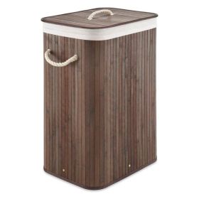 Brown Bamboo Laundry Hamper with Lid and Removable Bag