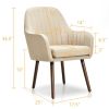 Set of 2 Off-White Linen Accent Chair with Stylish Wood Legs