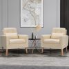 Beige Linen Mid-Century Modern Living Room Chair with Pillow