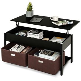 Black Lift-Top Multi Purpose Coffee Table/2 Storage Drawer Bins