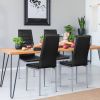 Set of 4 High Back Black Leather Dining Chairs