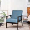 Modern Classic Blue Linen Accent Chair, Espresso Wood Frame