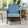 Modern Classic Blue Linen Accent Chair, Espresso Wood Frame