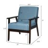 Modern Classic Blue Linen Accent Chair, Espresso Wood Frame