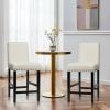 Set of 2 Dining Barstools w/ Black Wood Legs/Beige Linen Seat