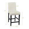 Set of 2 Dining Barstools w/ Black Wood Legs/Beige Linen Seat