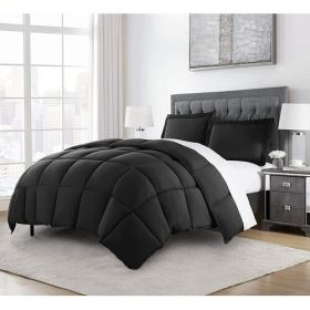 Twin Size Reversible Microfiber Down Comforter Set in Black