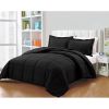 Twin Size Reversible Microfiber Down Comforter Set in Black