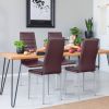 Set of 4 Modern High Back Brown Leather Dining Chairs