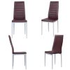 Set of 4 Modern High Back Brown Leather Dining Chairs