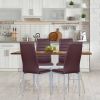 Set of 4 Modern High Back Brown Leather Dining Chairs