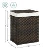 Brown PP Rattan 24-Gal Laundry Hamper Basket with Removable Cotton Liner Bag