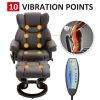 Adjustable Brown Leather Remote Massage Recliner Chair w/ Ottoman