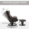 Adjustable Brown Leather Remote Massage Recliner Chair w/ Ottoman