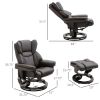 Adjustable Brown Leather Remote Massage Recliner Chair w/ Ottoman