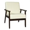 Modern Classic Beige Linen Chair with Espresso Wood Frame