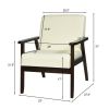 Modern Classic Beige Linen Chair with Espresso Wood Frame