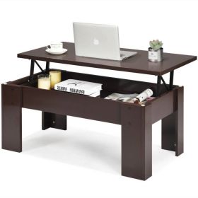 Farmhouse Lift-Top Coffee Table Laptop Desk in Espresso Finish