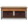 Brown Lift-Top Multi Purpose Coffee Table/2 storage Drawer Bins