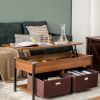 Brown Lift-Top Multi Purpose Coffee Table/2 storage Drawer Bins