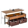 Brown Lift-Top Multi Purpose Coffee Table/2 storage Drawer Bins