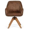 Leather Swivel Accent Chair with Solid Wood Legs - Brown