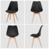 Set of 4 Modern Style Black Leather Dining Chairs