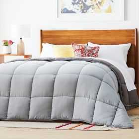 Full Size All Season Plush Light/Dark Grey Reversible Comforter