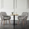 Set of 2 Linen Upholstered Accent Chair with Stylish Wood Legs