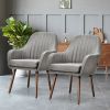 Set of 2 Linen Upholstered Accent Chair with Stylish Wood Legs