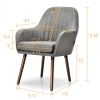 Set of 2 Linen Upholstered Accent Chair with Stylish Wood Legs