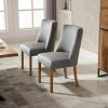 Set of 2 Grey Modern Nailhead Diamond Stitch Dining Chairs