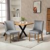 Set of 2 Grey Modern Nailhead Diamond Stitch Dining Chairs