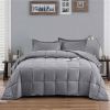 Full/Queen Traditional Microfiber Reversible 3 Piece Comforter Set in Grey