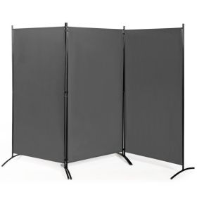 6-Ft Grey 3-Panel Room Divider Screen