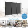 6-Ft Grey 3-Panel Room Divider Screen