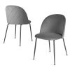 Set of 2 Grey Velvet Upholstered Dining Chair with Metal Legs