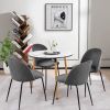 Set of 2 Grey Velvet Upholstered Dining Chair with Metal Legs