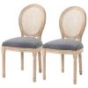 2 Vintage Armless Rattan Back Dining Chairs Grey Wash