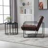 Retro Tufted Leather Metal Frame Accent Chair/Brown