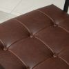 Retro Tufted Leather Metal Frame Accent Chair/Brown