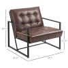 Retro Tufted Leather Metal Frame Accent Chair/Brown