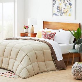 King All Seasons Beige/Brown Reversible Comforter