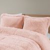 King/CAL King Pink Blush Soft Sherpa Faux Fur 3-Piece Comforter Set with Shams