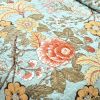 King size 3 Piece FarmHouse Teal Floral Cotton Reversible Quilt Set