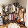 Corner L-Shaped Garment Rack with Clothing Hanging Rods and Storage Shelves