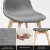 2 Mid-Century Modern Gray Linen Dining Chair with Wood Legs