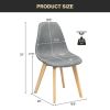 2 Mid-Century Modern Gray Linen Dining Chair with Wood Legs