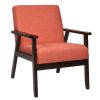 Modern Classic Orange Linen Chair with Espresso Wood Frame